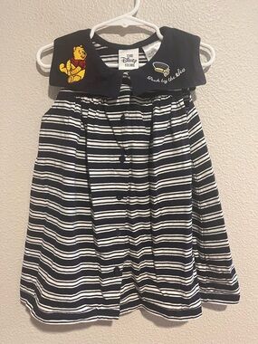 Vintage 90s Winnie The Pooh By The Sea Sailor Dress Embroidered 3T